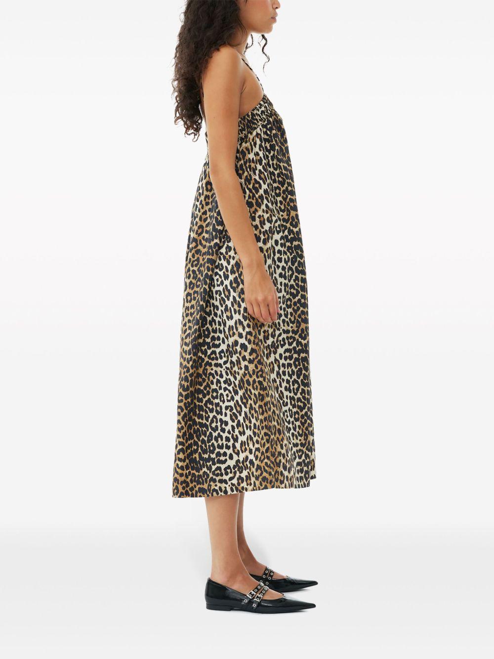 leopard-print cotton midi dress Product Image