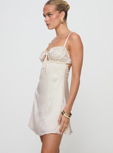Decipher Satin Mini Dress Ivory Product Image