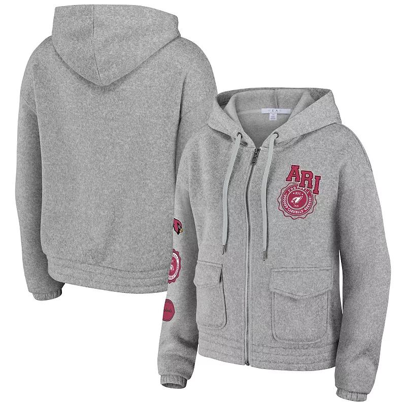 Women's WEAR by Erin Andrews Heather Gray Arizona Cardinals Full-Zip Hoodie, Size: Small, Grey Product Image