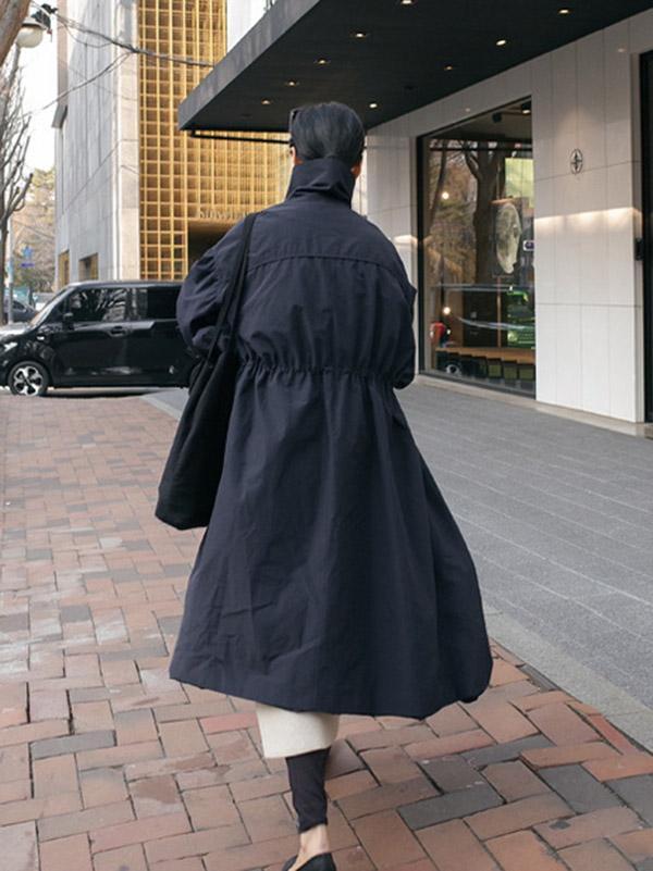 Solid Color Loose Elastic Waist Long Outwear Product Image