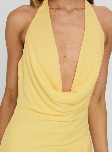 Ocean Boulevard Plunge Maxi Dress Lemon Product Image