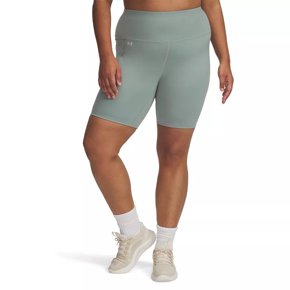 Plus Size Women's Under Armour 8-in. High-Rise Motion Bike Shorts, Size: 1XL, Silica Green Product Image