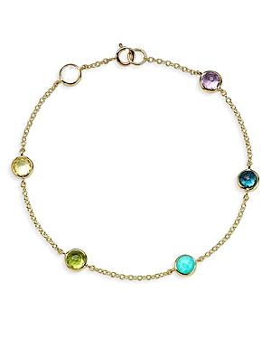 Womens 18K Green Gold & Multi-Gemstone Station Bracelet Product Image