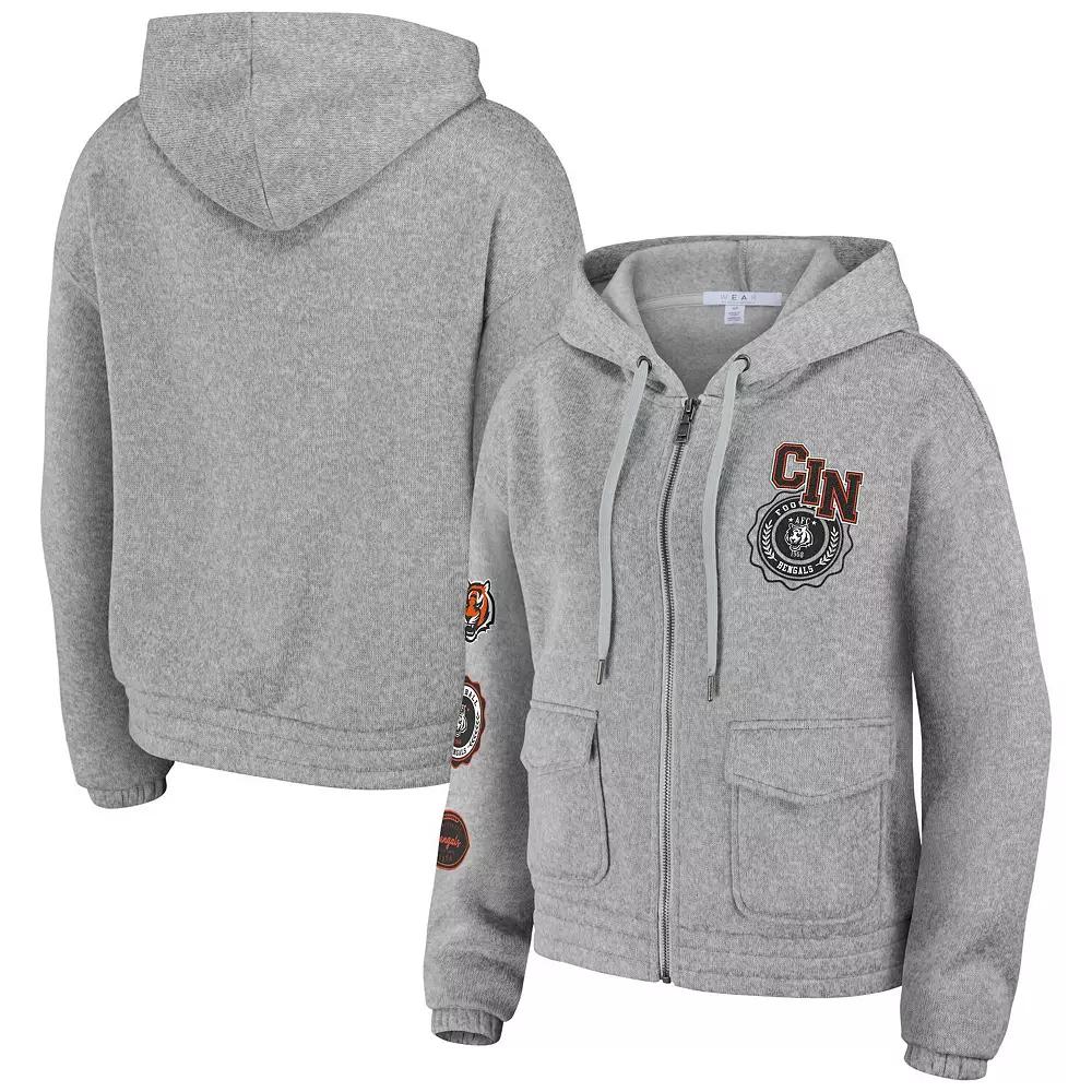 Women's WEAR by Erin Andrews Heather Gray Cincinnati Bengals Full-Zip Hoodie,  Product Image