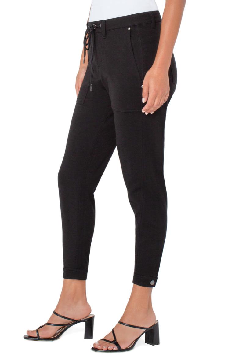 Utility Jogger With Snap Hem- Black Product Image