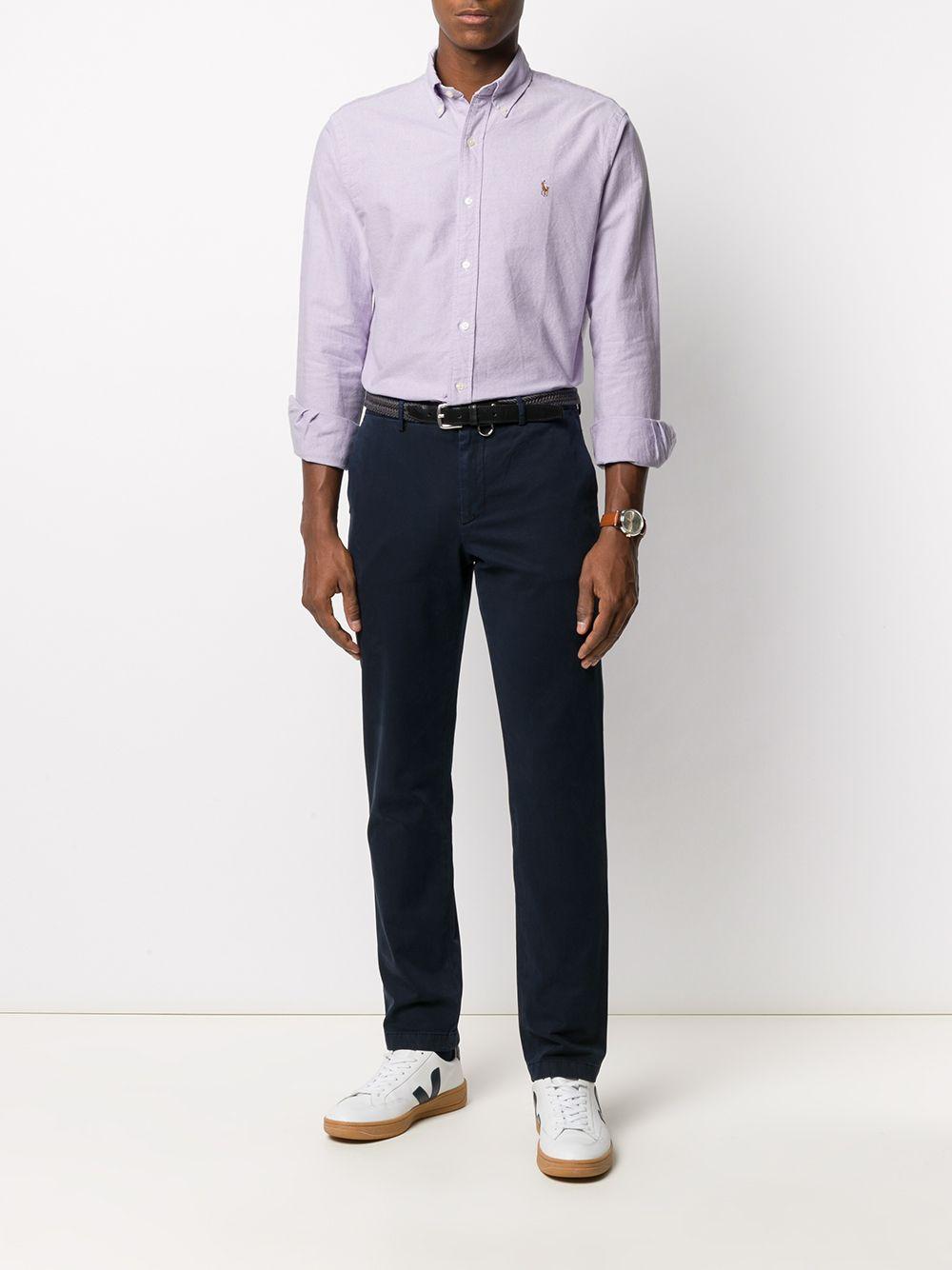 logo embroidered button-down shirt Product Image