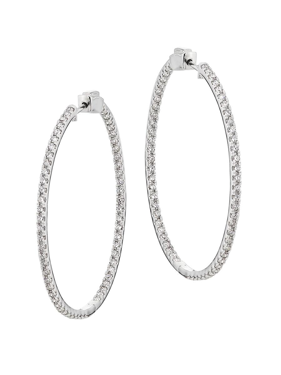Womens 14K White Gold & 3.00 TCW Lab-Grown Diamond Inside-Out Hoop Earrings/50MM Product Image