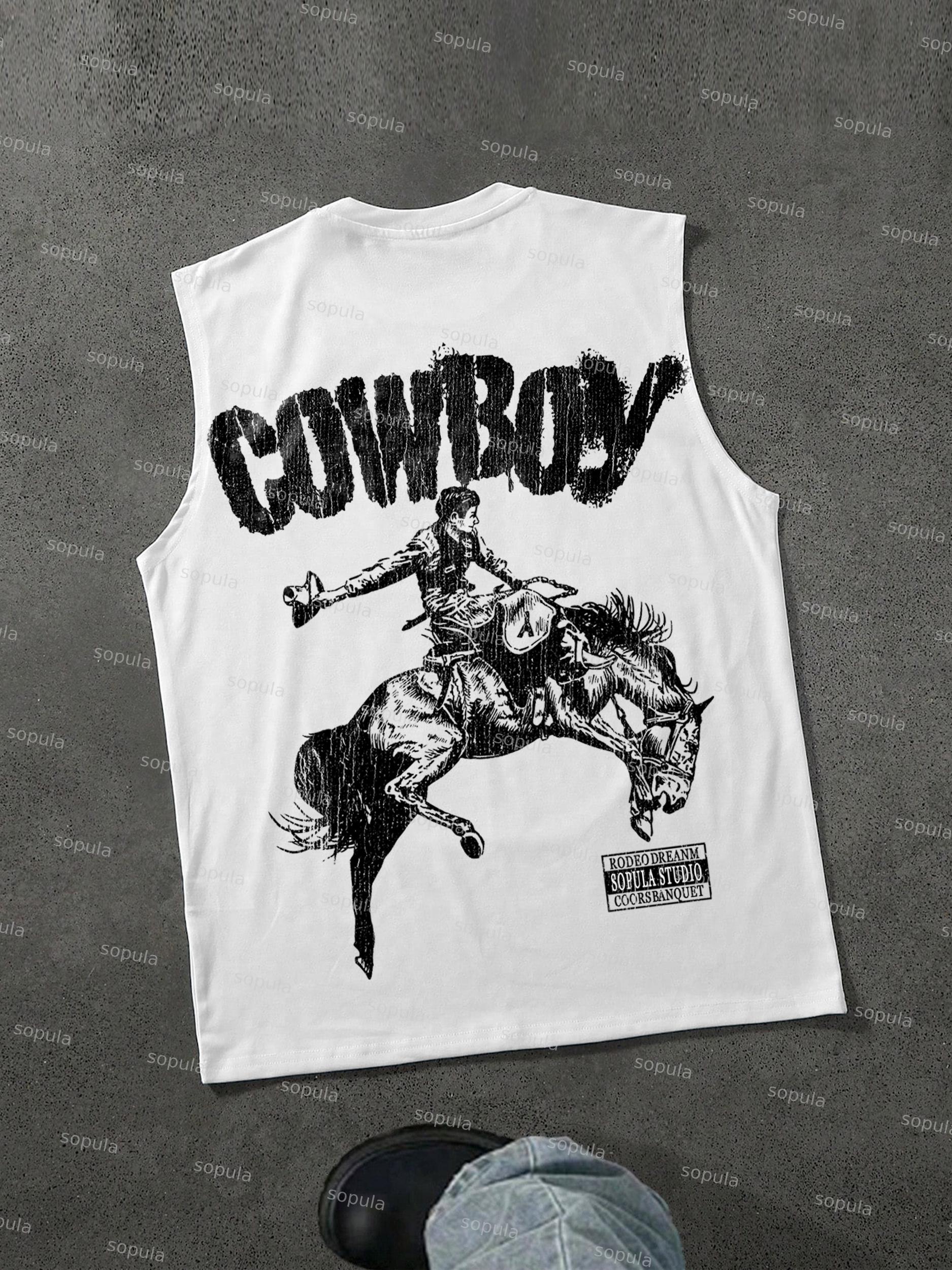 Cowboy Rodeo Street Graphic Print Tank Top Product Image