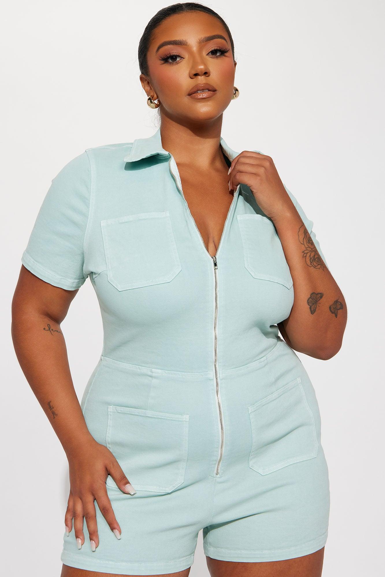 Ana Denim Romper - Sage Product Image