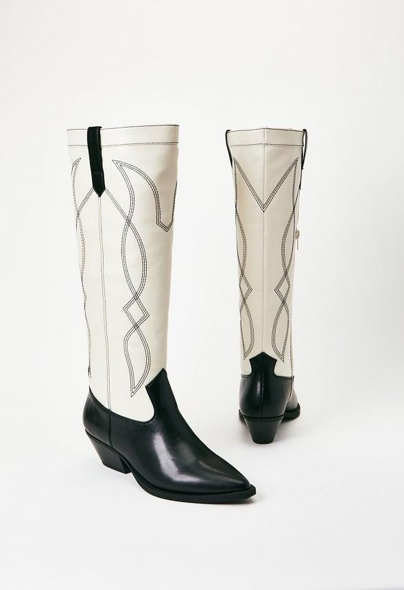 JustFab Margaux Platform Loafer Pump Womens Black/ White Size 8.5 Product Image