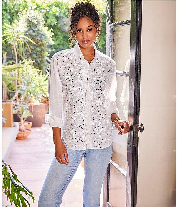 Karen Kane Embroidered Paisley Button Front Long Sleeve Shirt Product Image