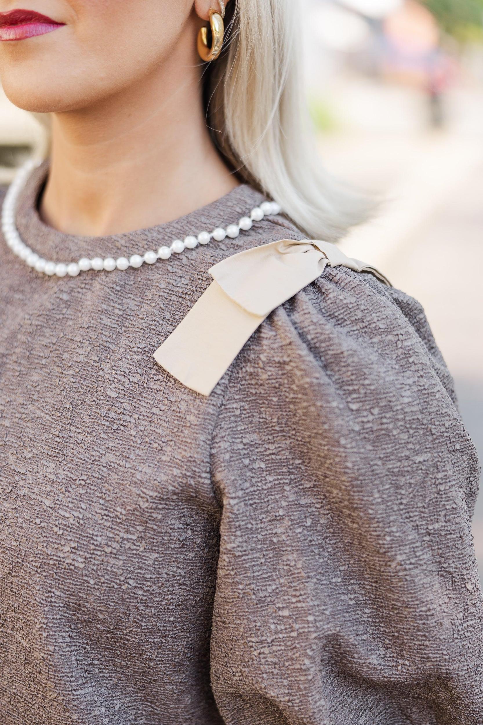 Best Of You Brown Tweed Blouse Female Product Image