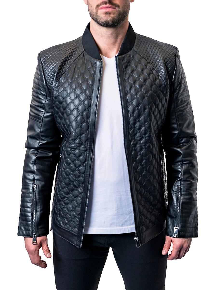 Mens Leather Croco Jacket Product Image