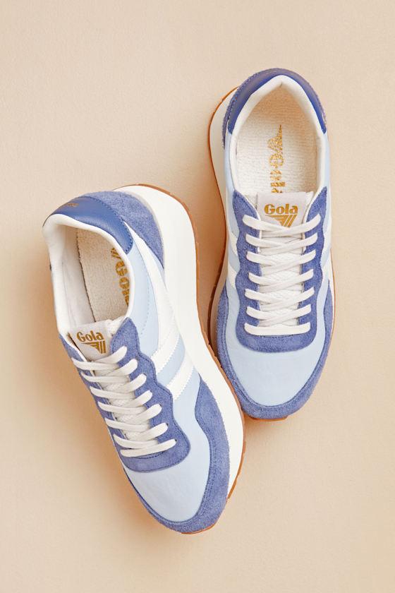Arizona Iceberg and Off White Suede Lace-Up Sneakers Product Image