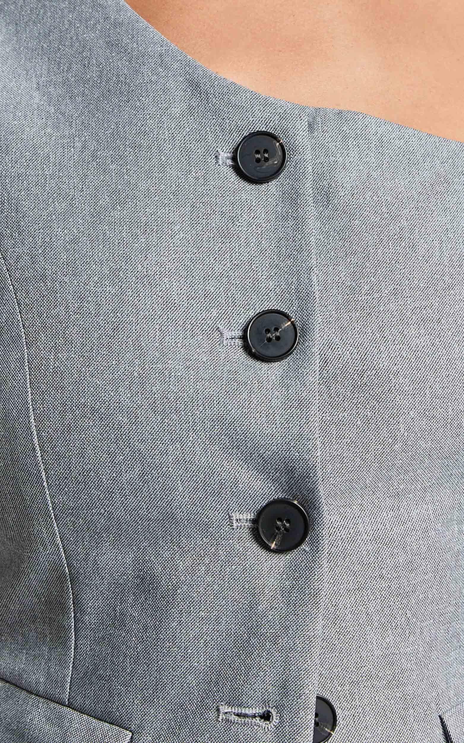 Kourtney Vest - One Shoulder Button Up Waistcoat in Grey Product Image