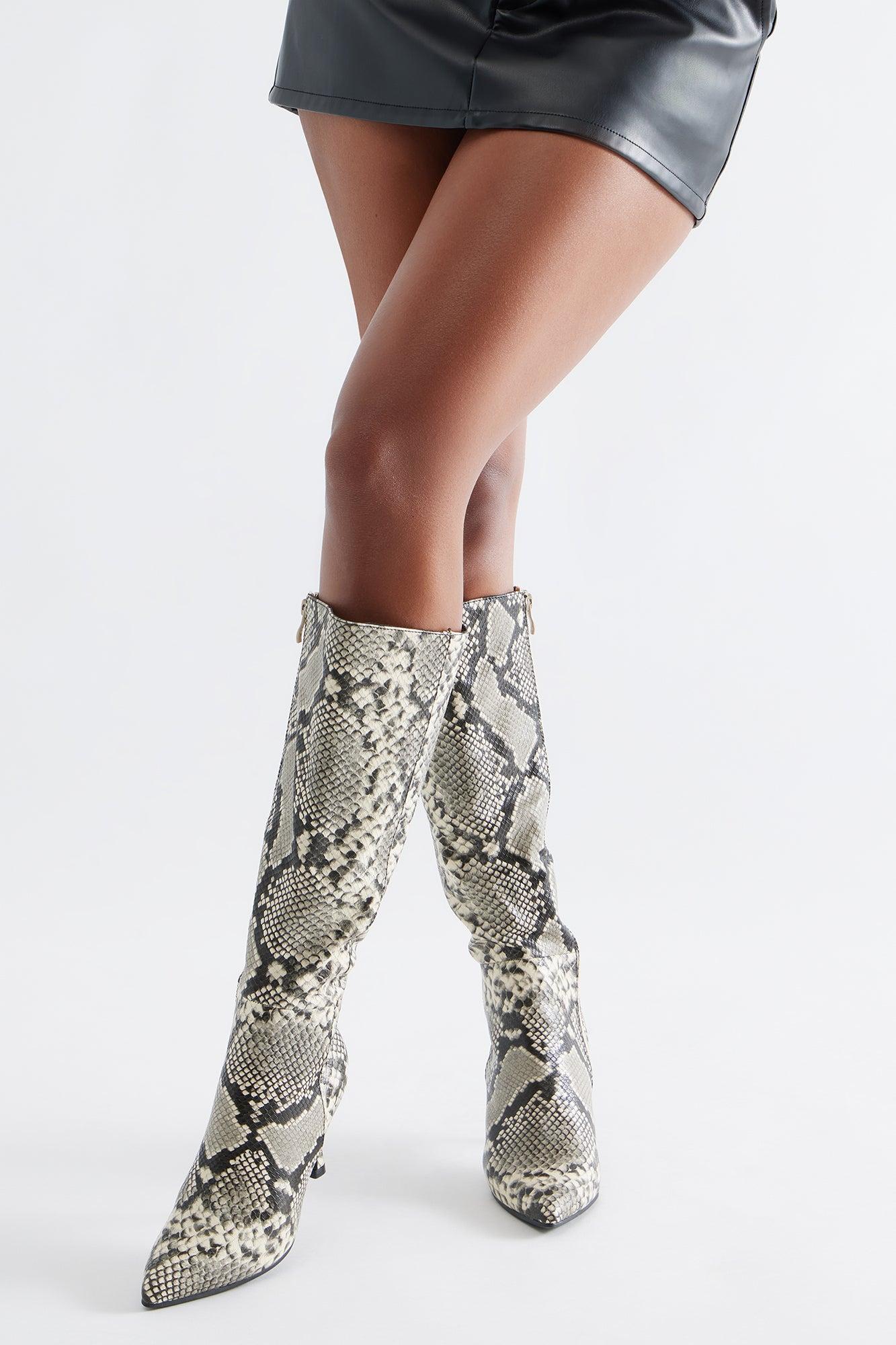 Edge Knee High Boots - Beige Female Product Image