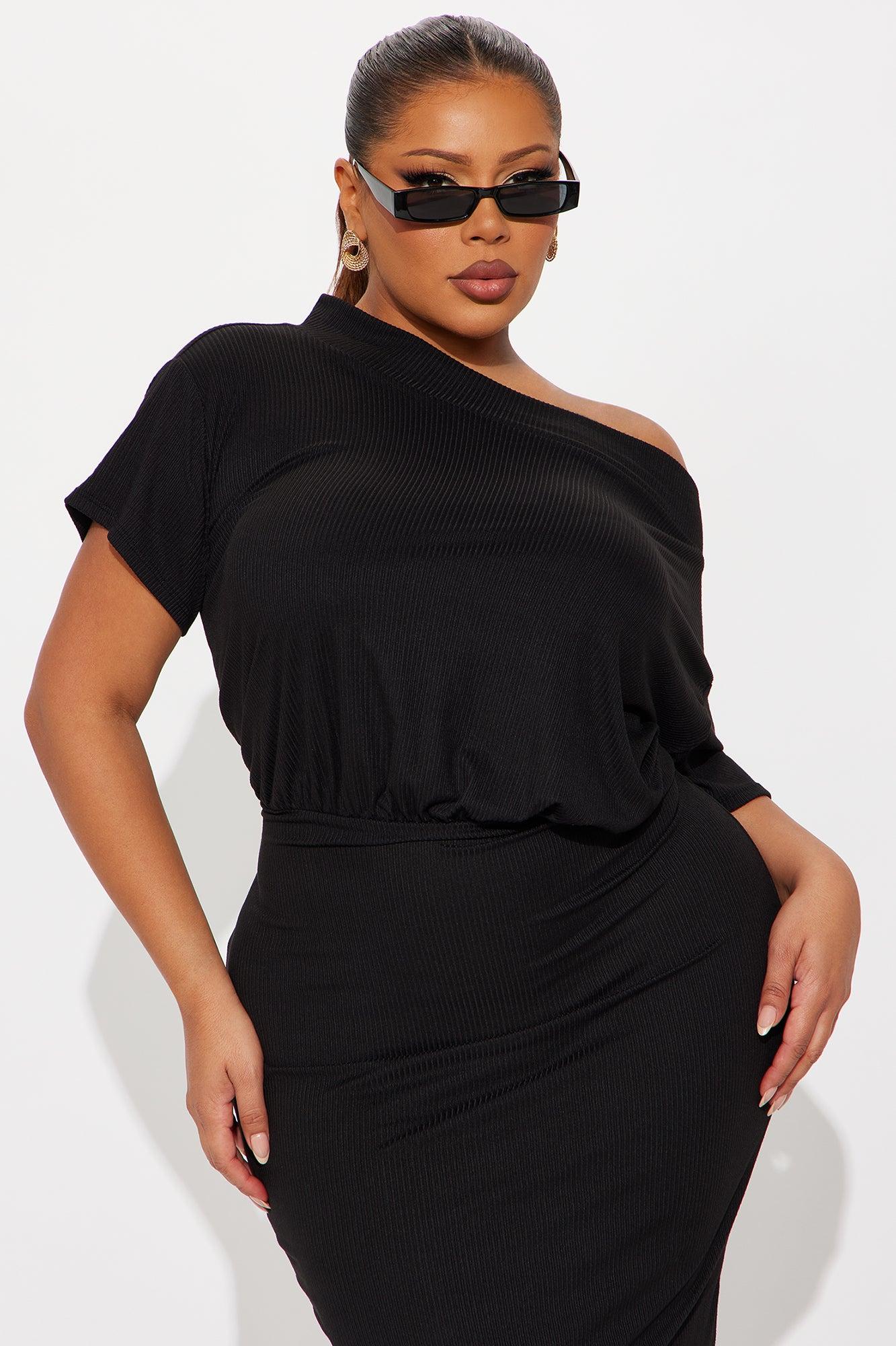 Julia One Shoulder Ribbed Maxi Dress - Black Female Product Image