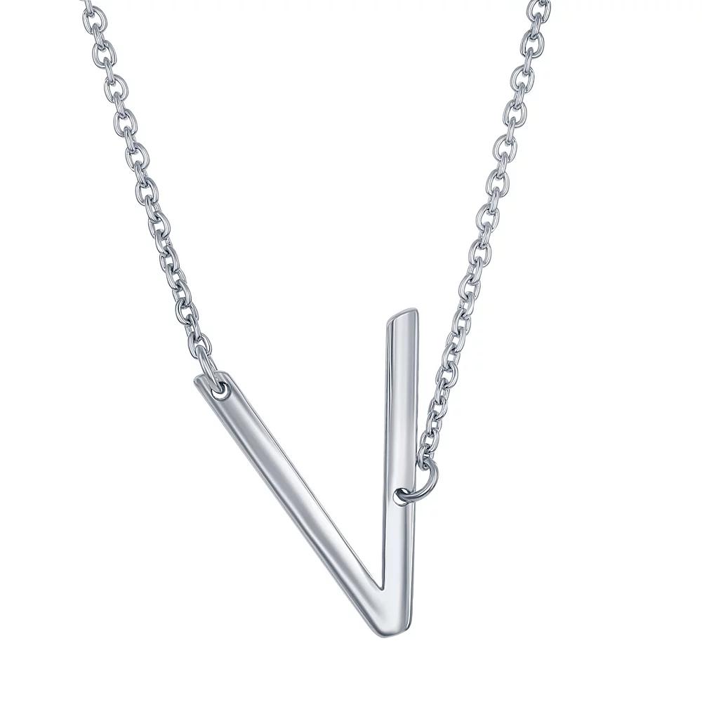 Sterling Silver Sideways Initial Necklace, Womens Sterling B Product Image