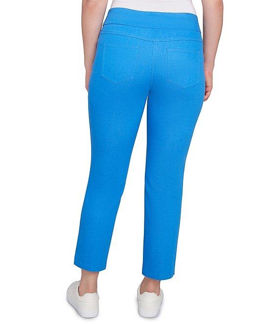 Ruby Rd. Stretch Colored Denim Straight Leg Side Vented Hem Faux Front Pocket Ankle Pants Product Image
