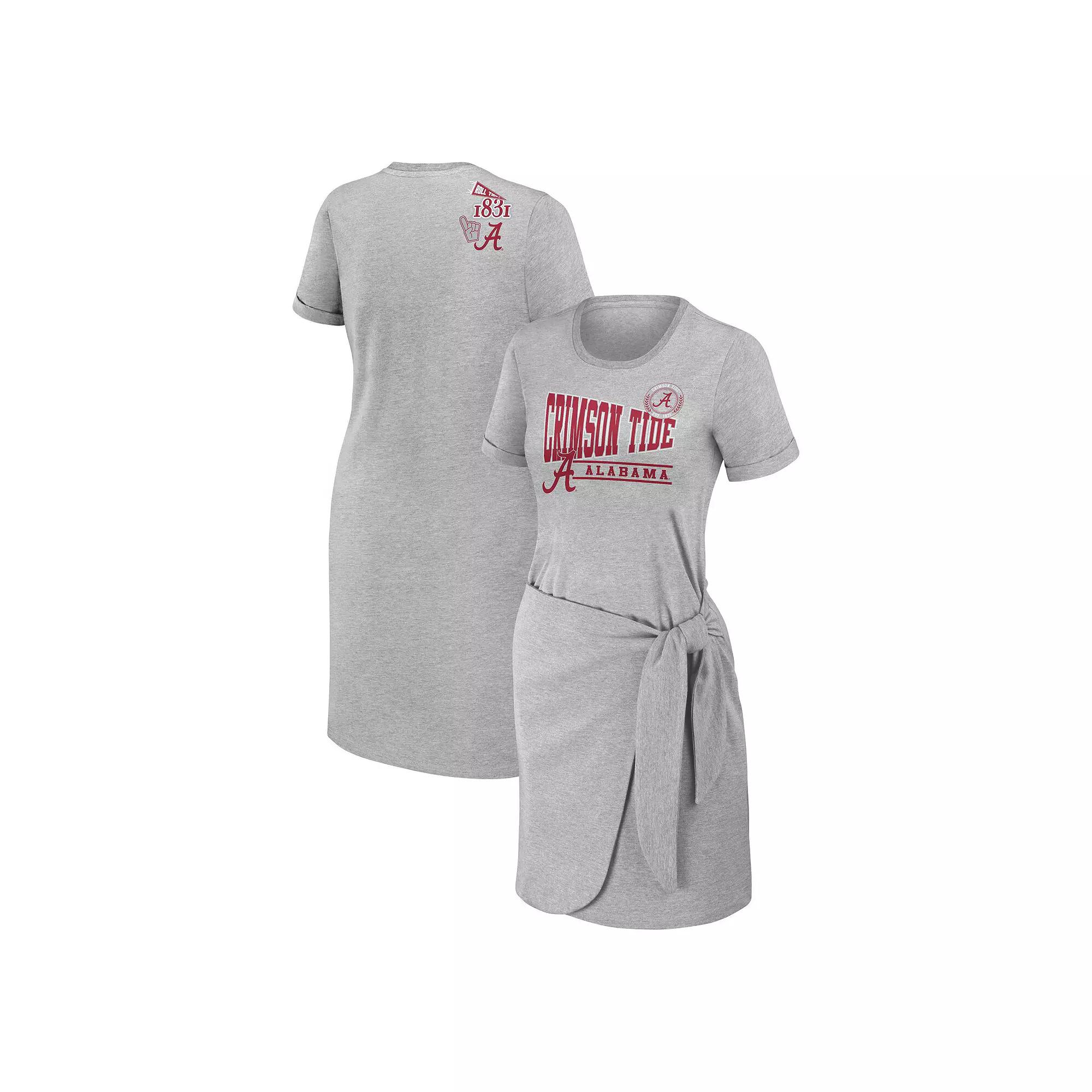 Women's WEAR by Erin Andrews Heather Gray Alabama Crimson Tide Knotted T-Shirt Dress,  Product Image