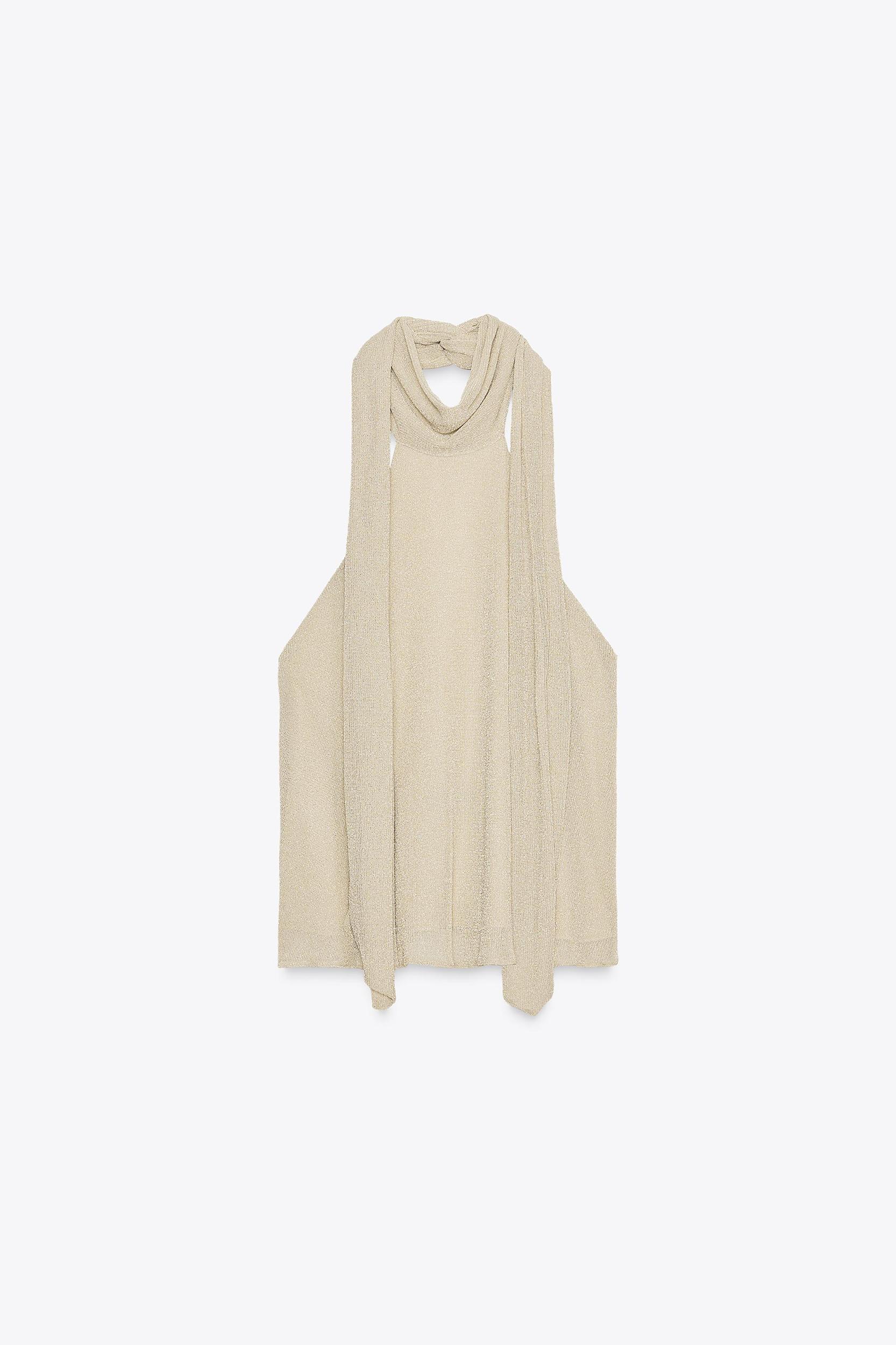 METALLIC THREAD HALTER TOP Product Image