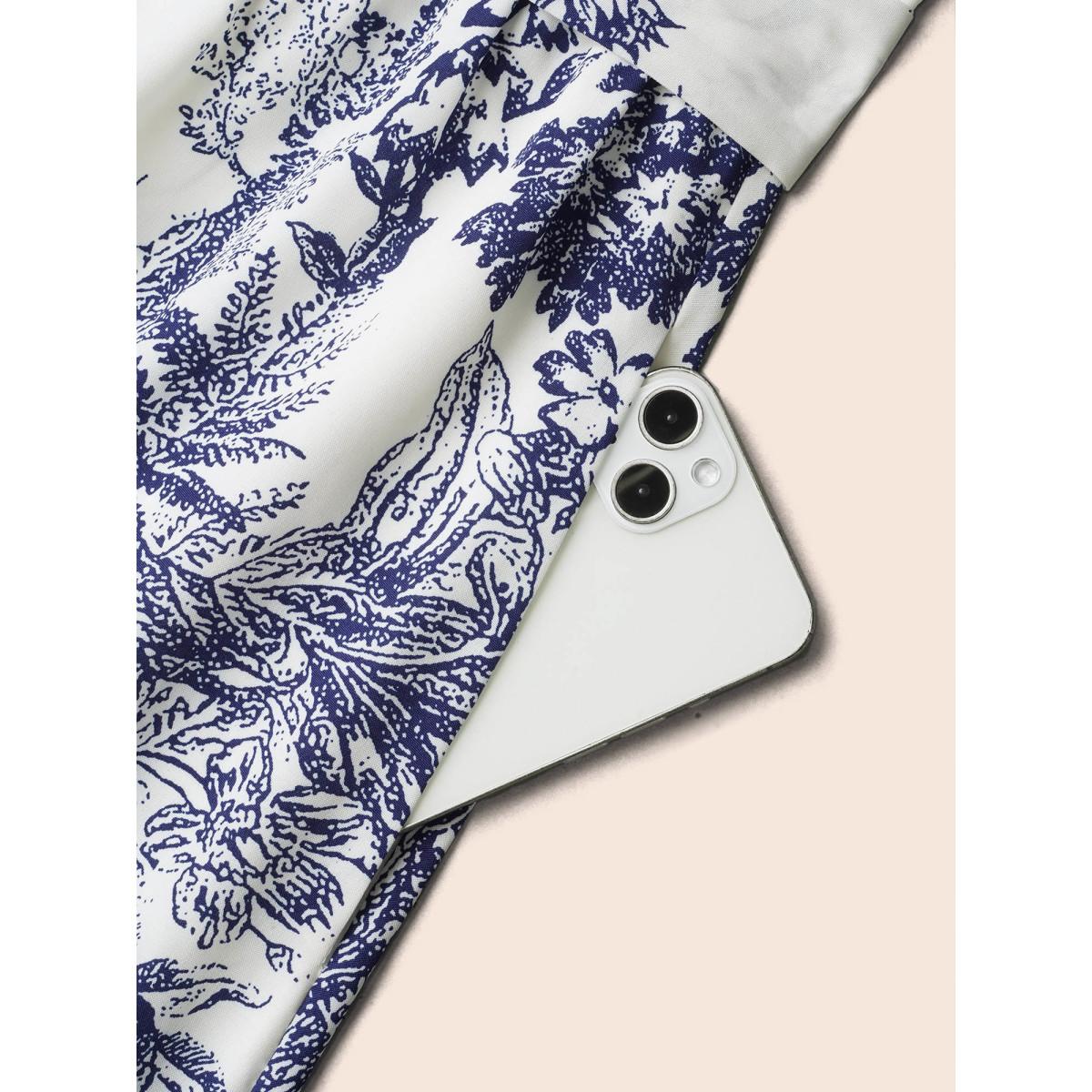 Plus Size Spring Time Florals Sleeveless Midi Dress WhiteSmoke Women Romantic Gathered Halter neck Sleeveless Curvy BloomChic 18-20/2X Product Image