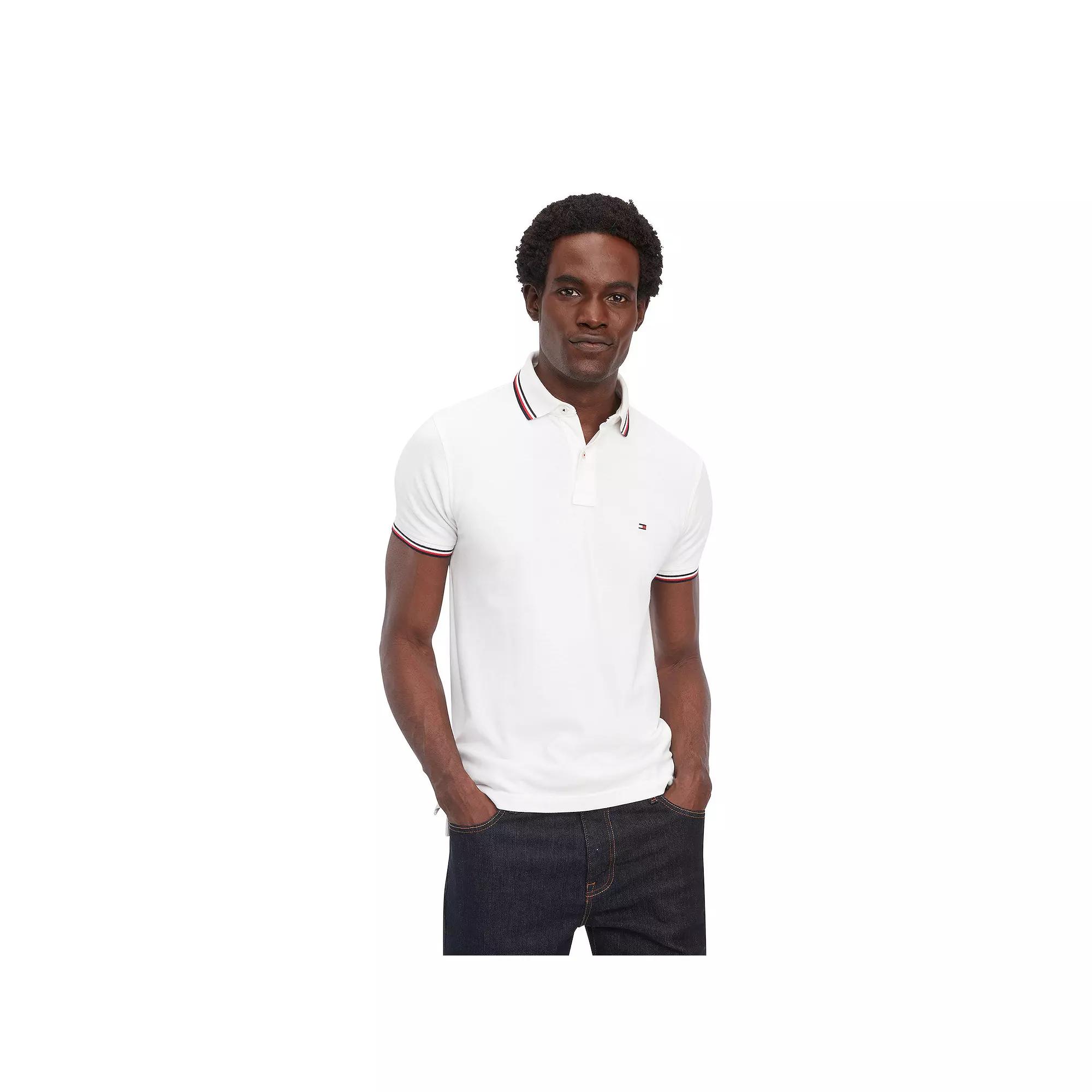 Men's Tommy Hilfiger Tommy Tipped Polo Shirt, Size: Small, Fresh White Product Image
