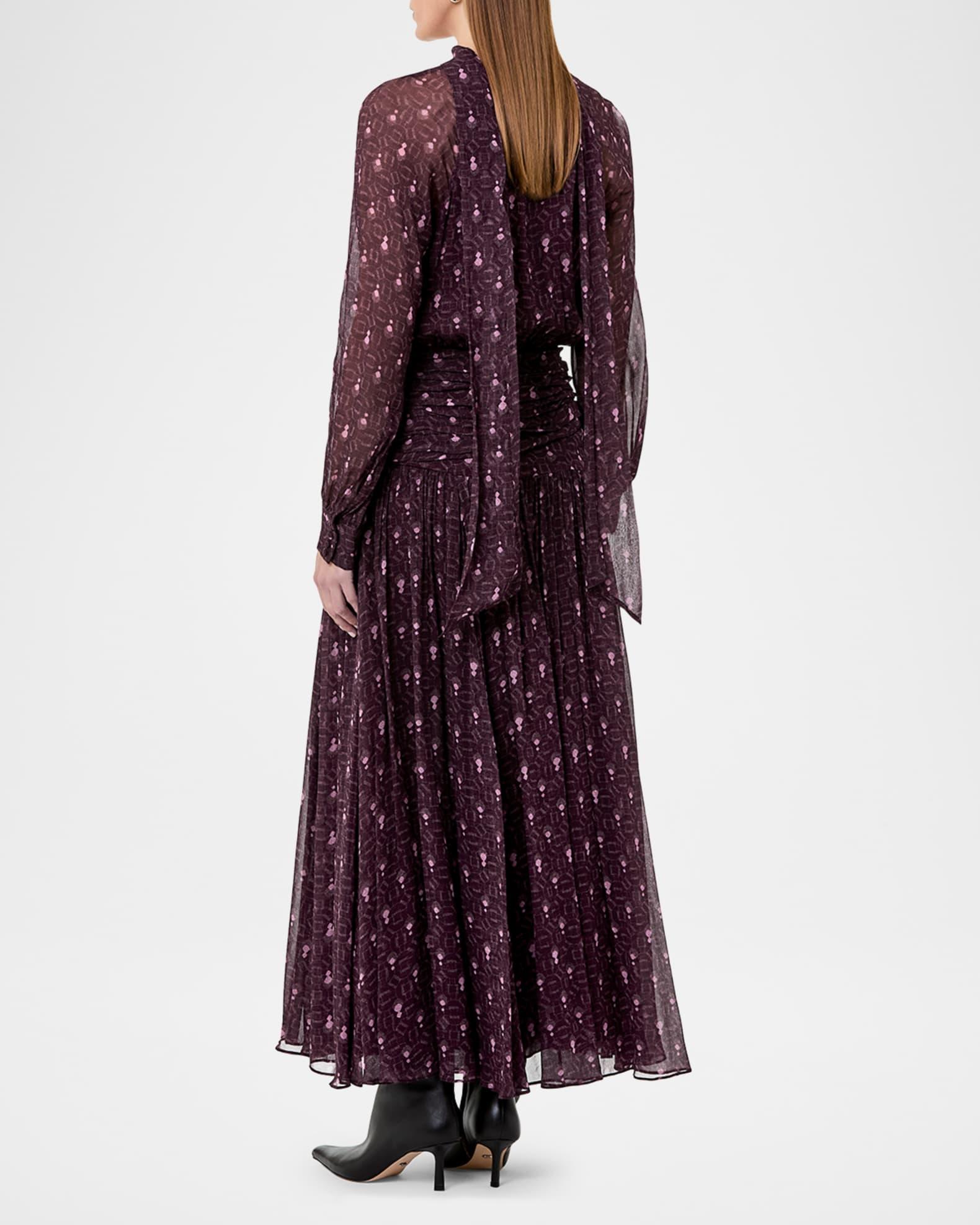 Draya Ruched Tie-Neck Viscose Maxi Dress Product Image