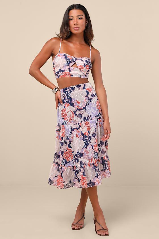 Floating Through Flowers Multi Floral Two-Piece Midi Dress Product Image