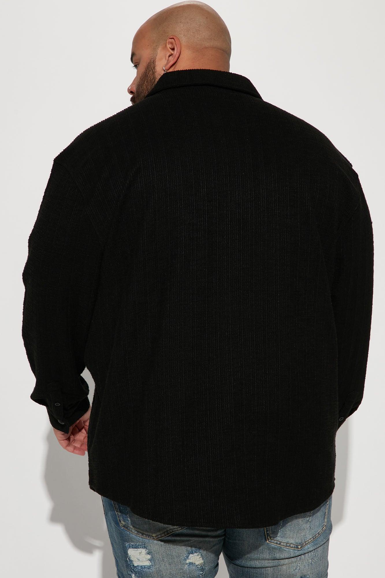 Dean Textured Long Sleeve Button Up Shirt - Black Product Image