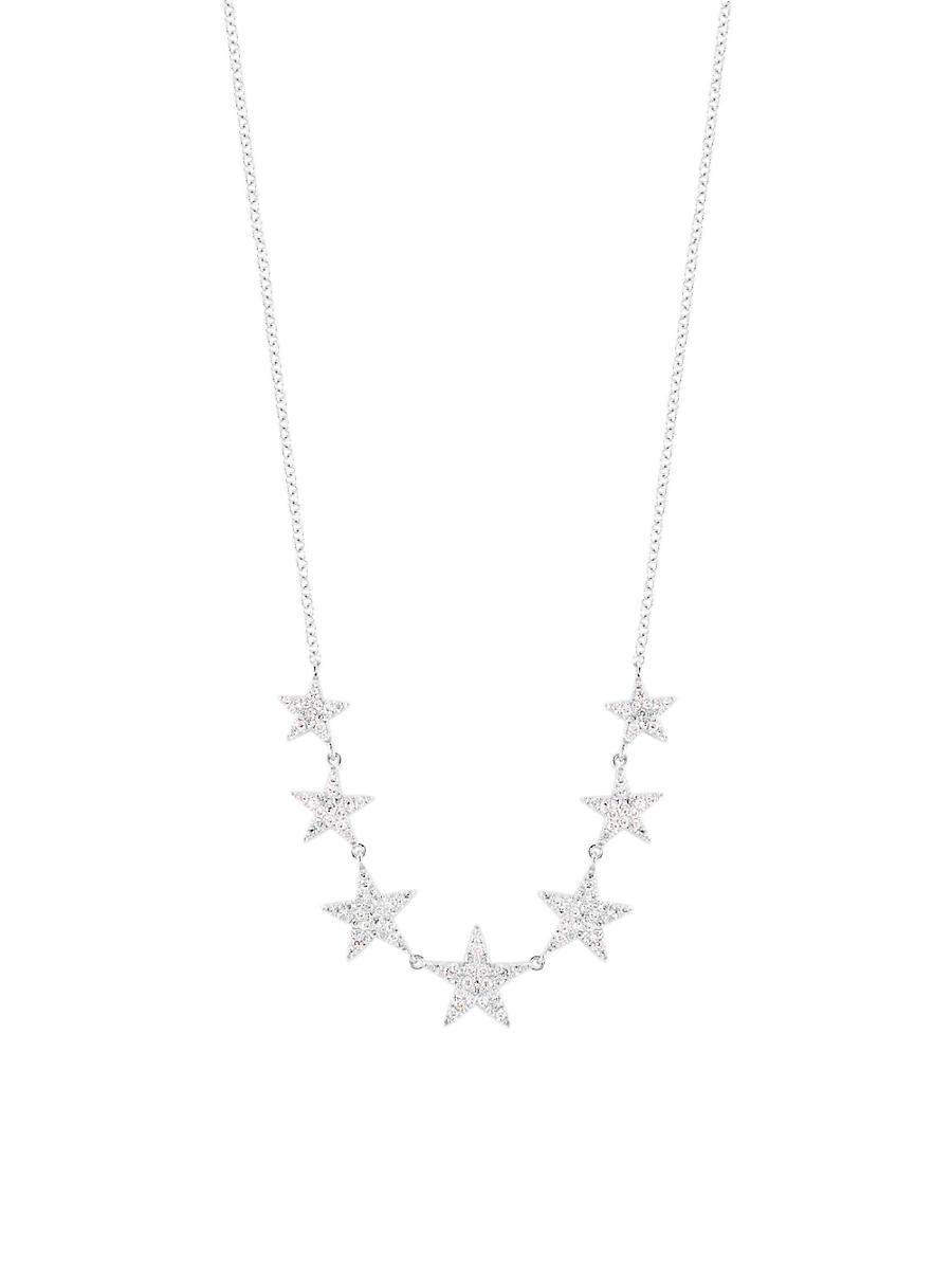 Womens 14K White Gold & 0.35 TCW Diamond Star Necklace Product Image