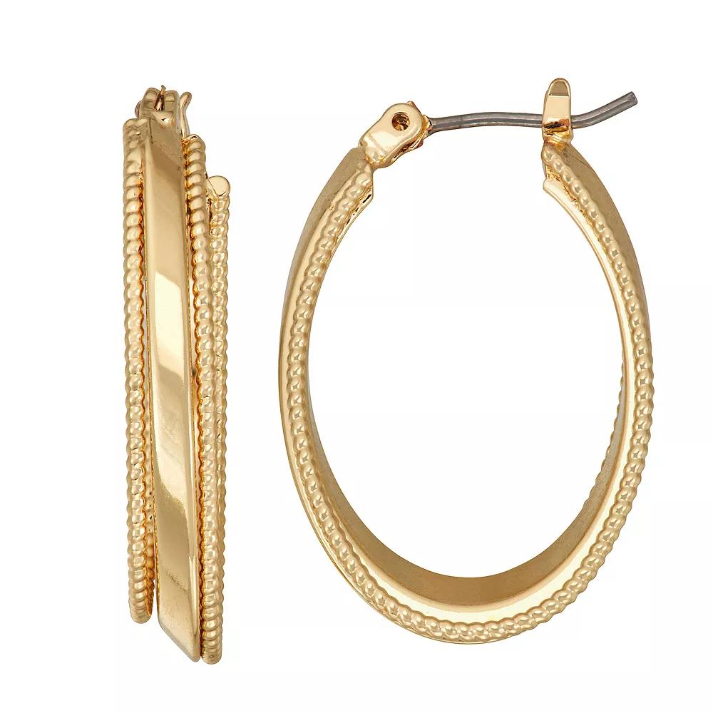 Napier Gold Tone Layered Textured Hoop Earrings, Women's Product Image