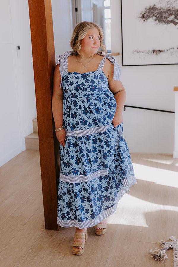 Stroll Through The Park Floral Maxi Dress in Sky Blue Curves Product Image