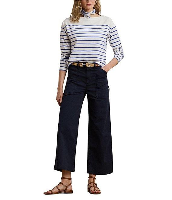 Lauren Ralph Lauren Stretch Chino Wide Leg Cropped Pants Product Image
