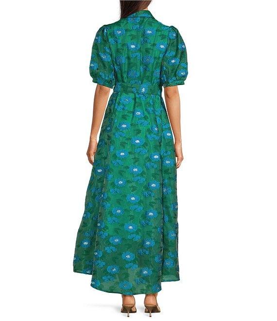 Abbey Glass Charlotte Floral Print Short Sleeve V-Neck Fit and Flare Dress Product Image