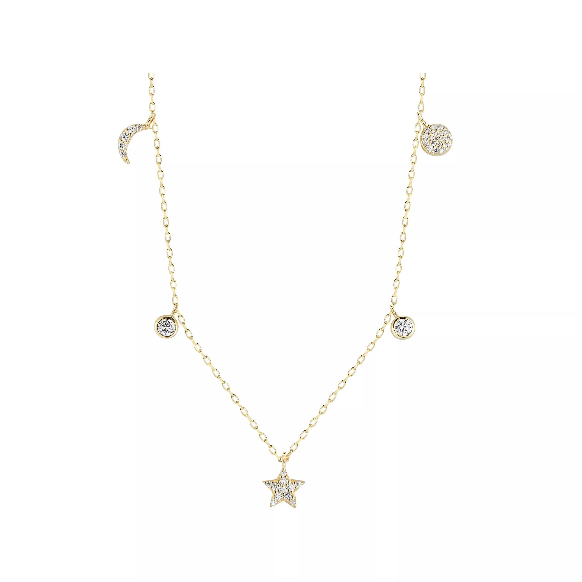 Sunkissed Sterling Cubic Zirconia Celestial Charm Necklace, Women's, Size: 16", Gold Tone Product Image