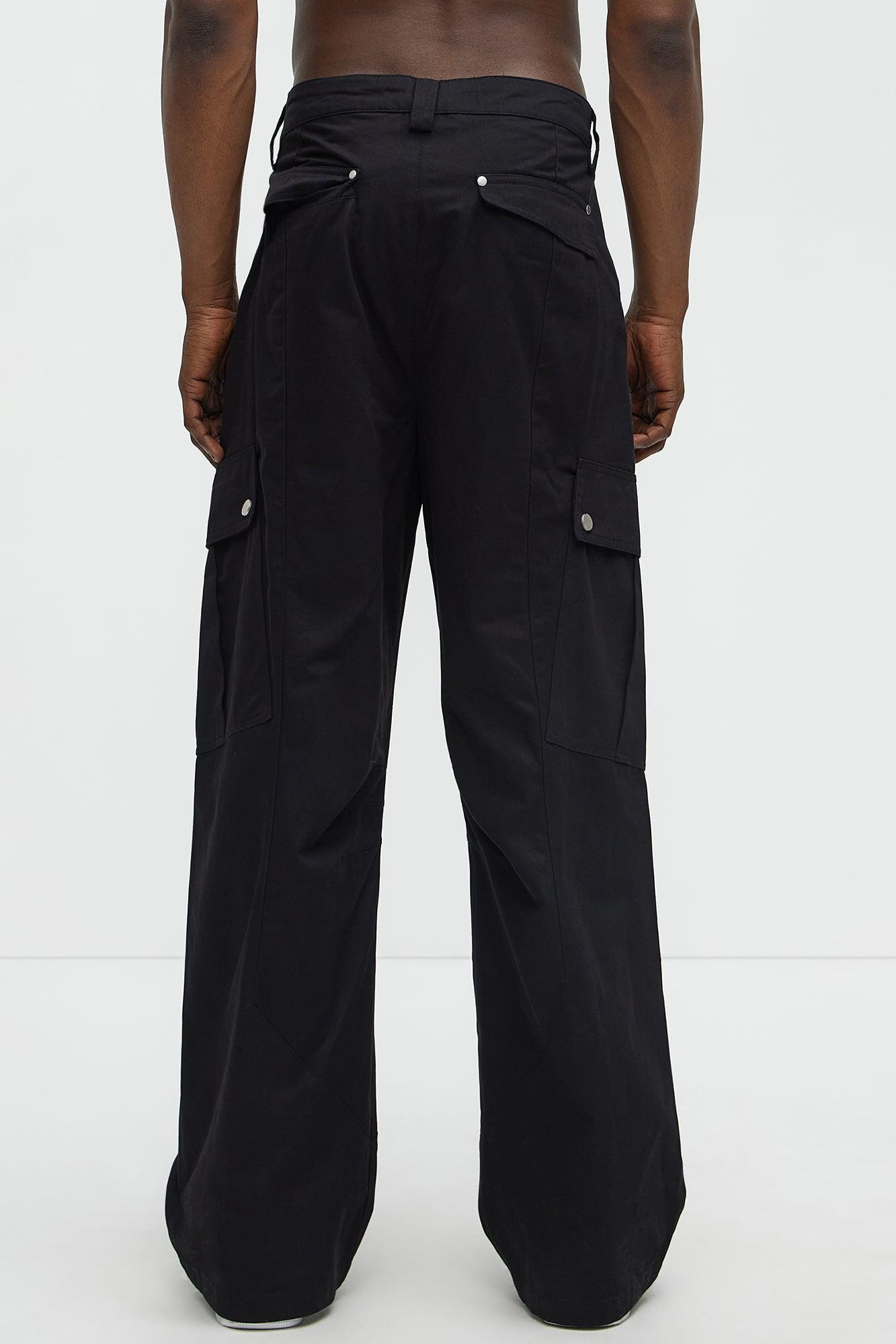 Carl Paneled Baggy Cargo Pants - Black Product Image