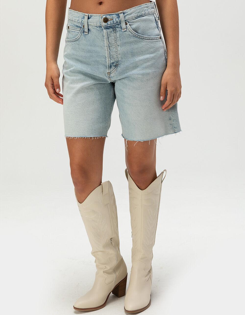 LEE Button Fly Slouch Bermuda Womens Denim Shorts - LIGHT WASH Product Image