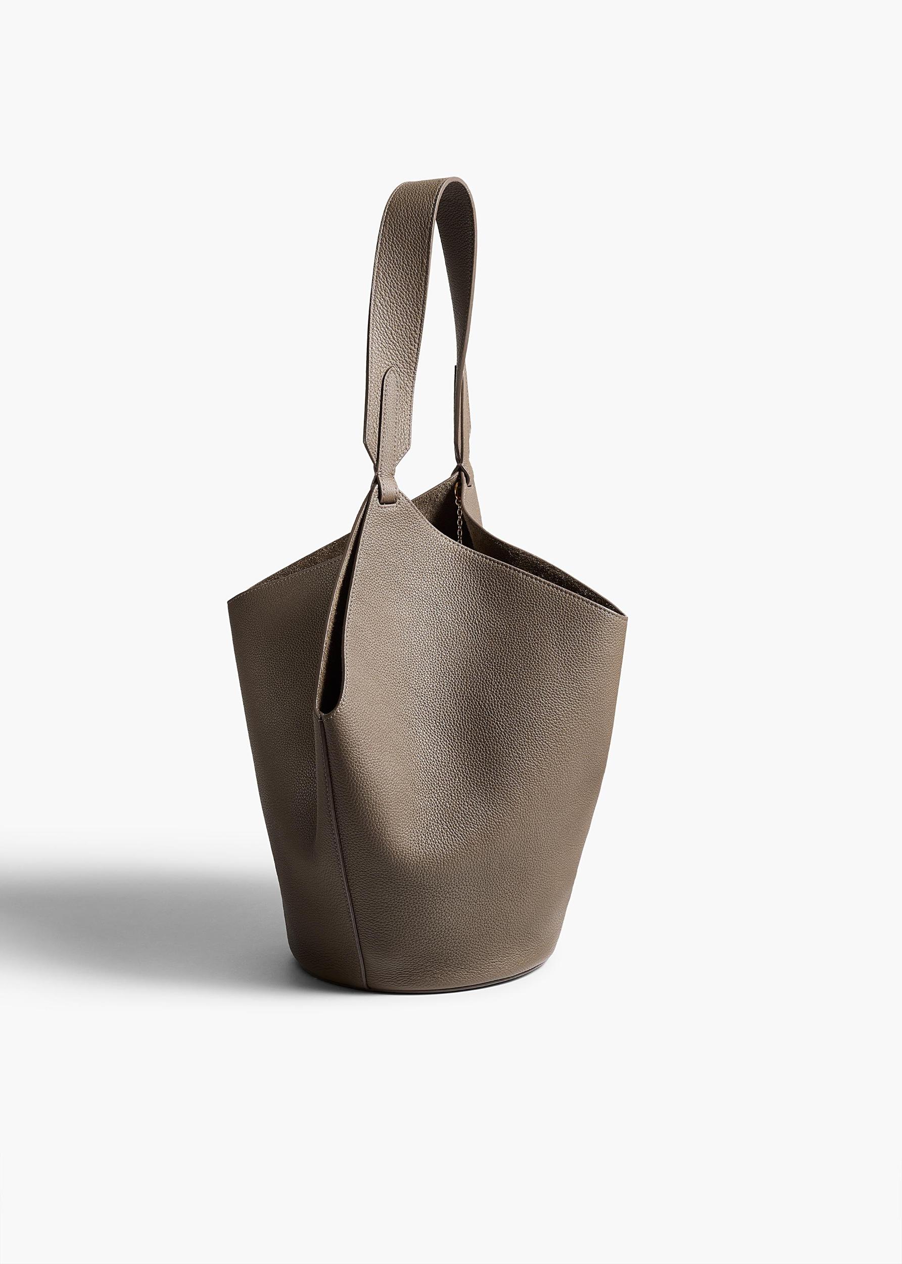 Small Lotus Tote in Elephant Pebbled Leather Product Image