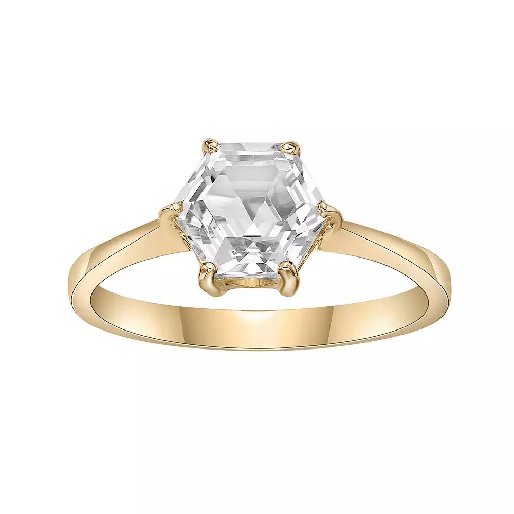 Gemminded 14k Gold Over Silver White Topaz Ring, Women's, Size: 7, Gold Tone Product Image