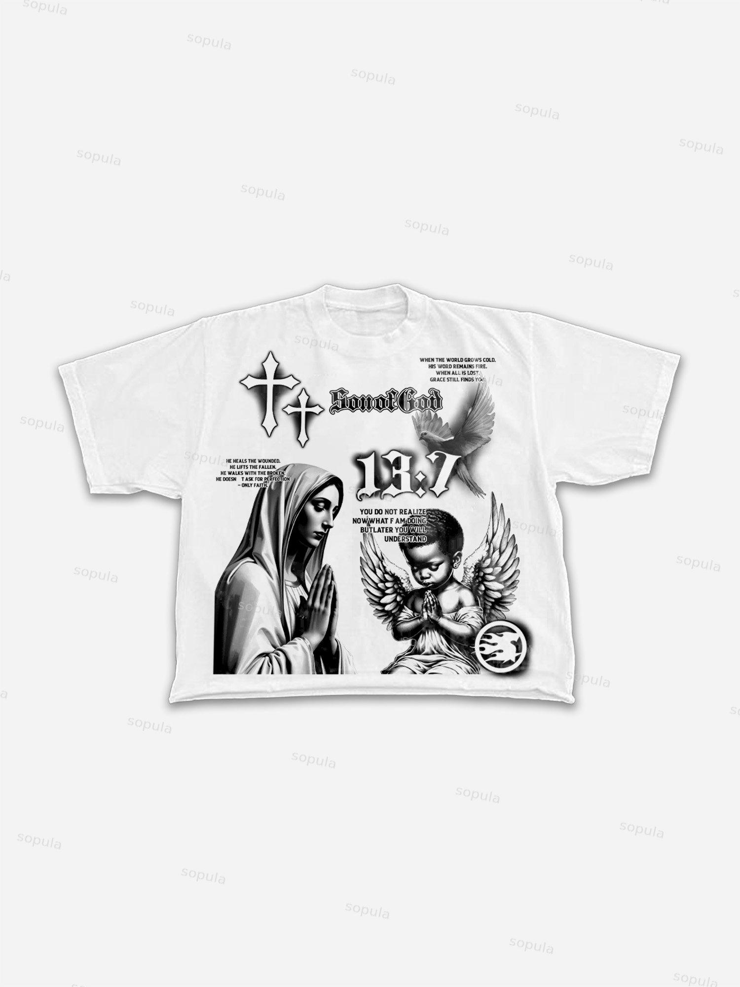 Son Of God Virgin Bible Y2k Vintage Graffiti Graphic Cropped T-shirt Product Image