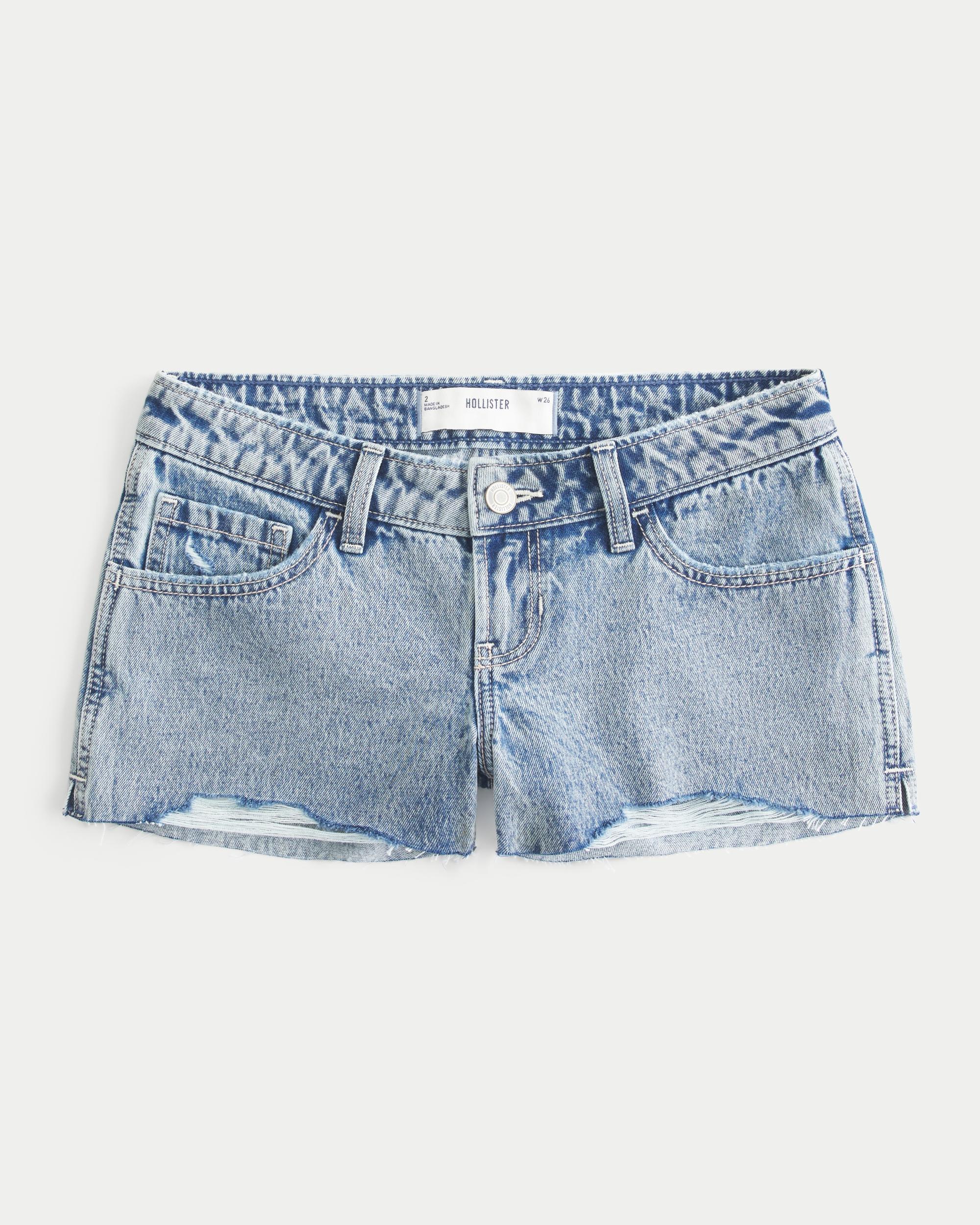 Ultra Low-Rise Light Wash Mini Denim Shorts Product Image