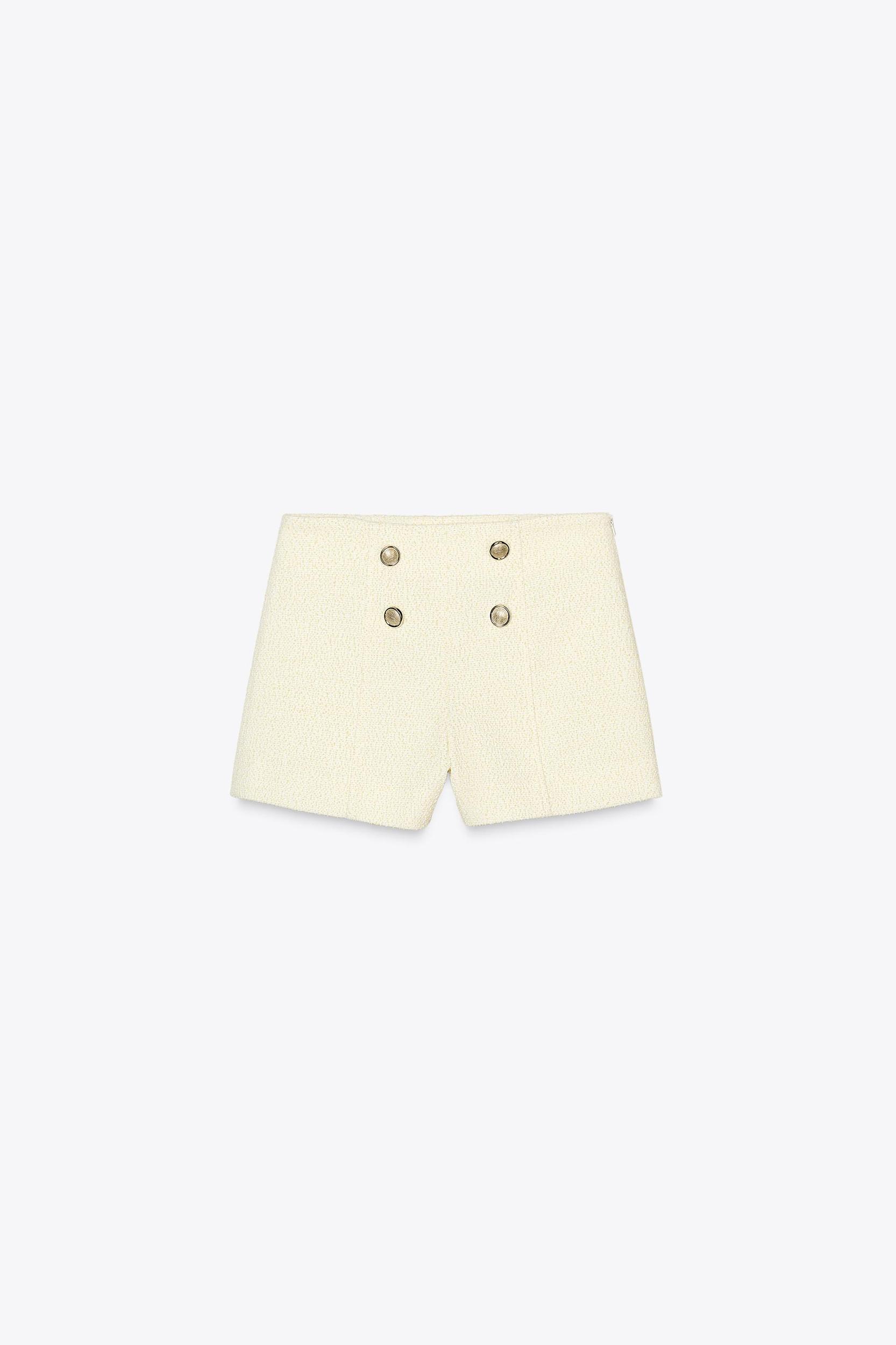 TEXTURED SHORTS WITH GOLD BUTTONS Product Image