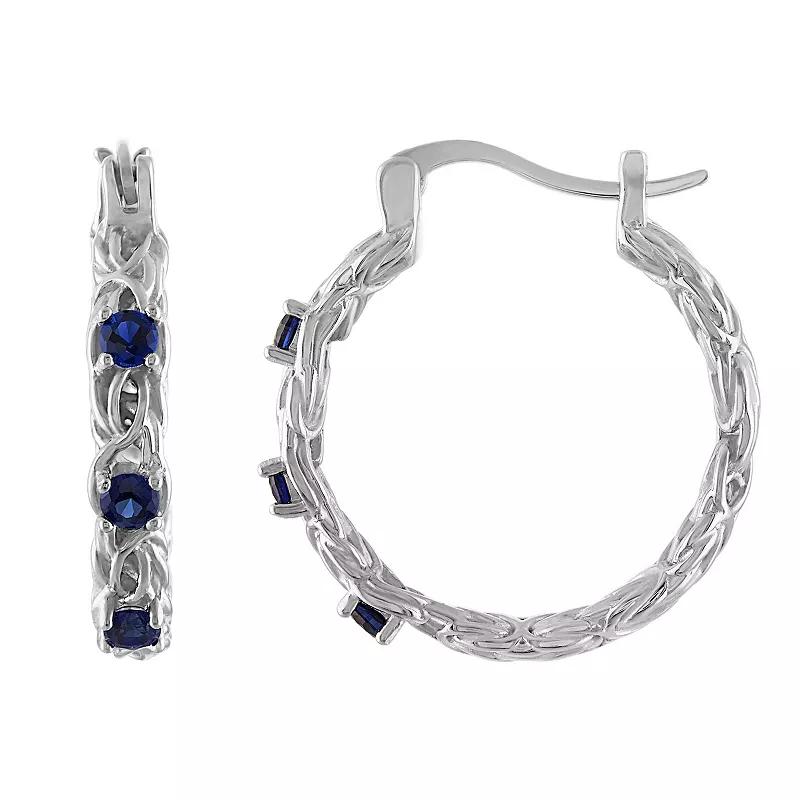 Designs by Gioelli Sterling Silver Gemstone Byzantine Hoop Earrings, Women's, London Blue Topaz Product Image