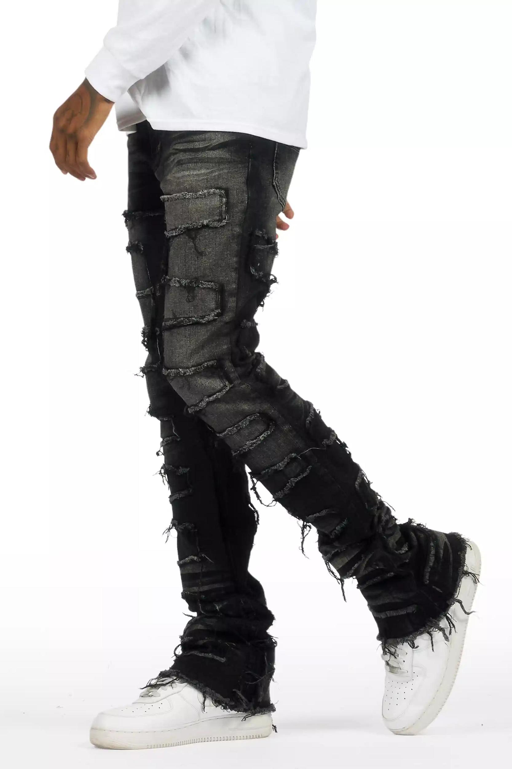Shake Dark Grey Stacked Flare Jean Male Product Image