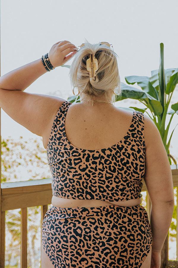 Resort Vibes Leopard Bikini Crop Top Curves Product Image
