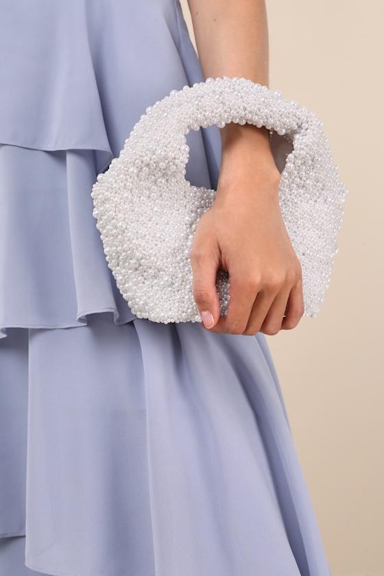 Kinsley White Beaded Handle Bag Product Image