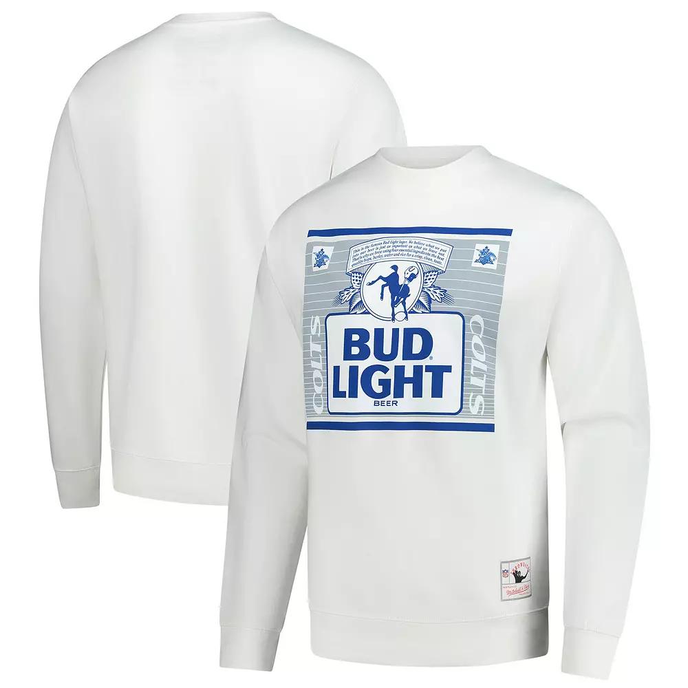 Men's Mitchell & Ness White Indianapolis Colts NFL x Bud Light The Crest Pullover Sweatshirt,  Product Image