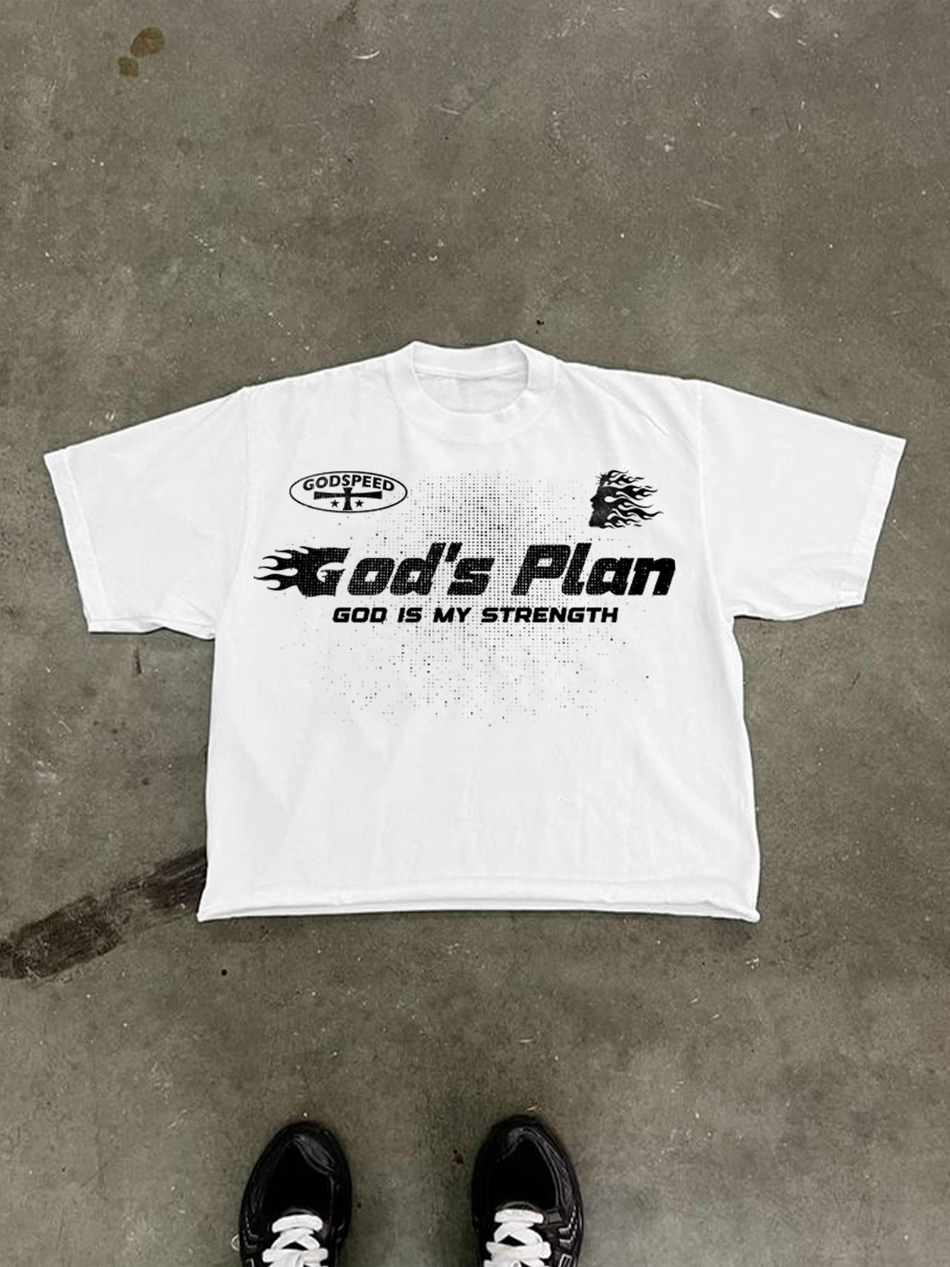 Men's Vintage Flame Jesus God Graphic Cropped T-Shirt Product Image