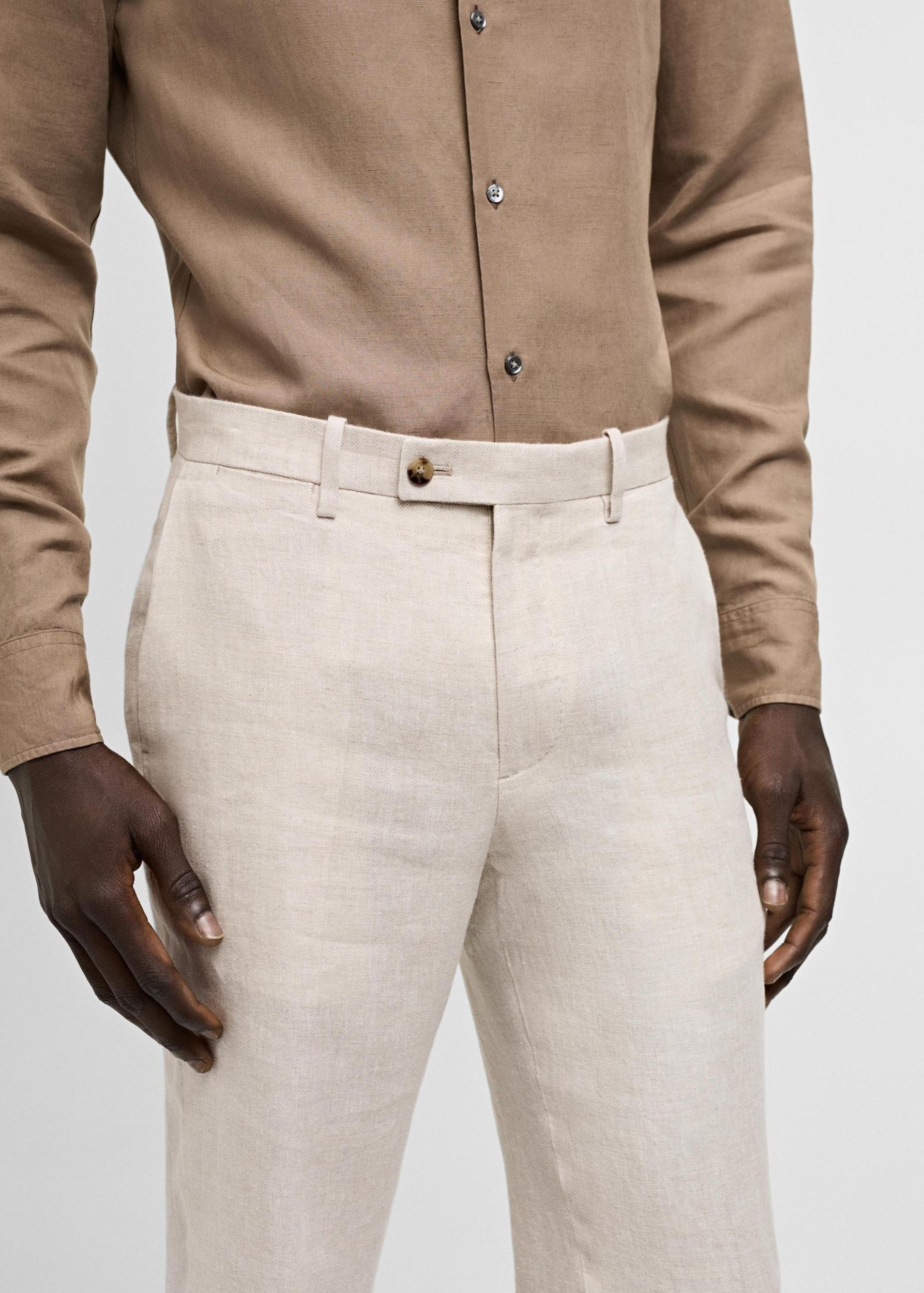 100% linen slim-fit suit pants - Men | MANGO USA Product Image